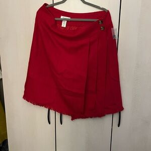 Isaac Mizrahi Red Mini Wrap Skirt for Casual Work